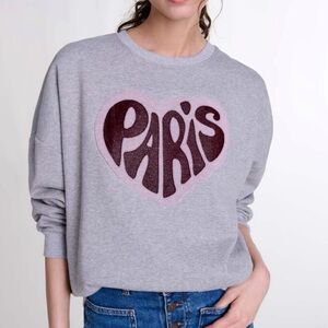 NWT Maje Paris Heart Patch Sweatshirt w/minor flaw